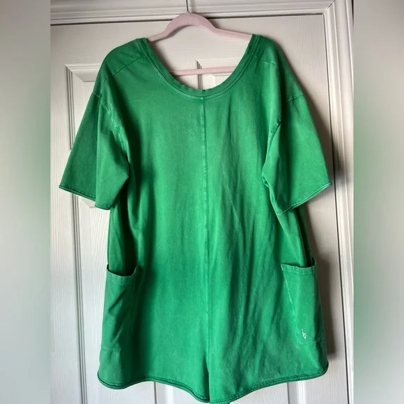 Free People Hot Shot Tee Romper in Green Sheen size Large - Picture 6 of 8